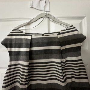 Calvin Klein 18W Multi-Gray and White Striped Sleeveless Dress
